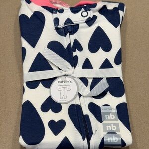 NWT Carter's Blue and White Heart Pajama Set